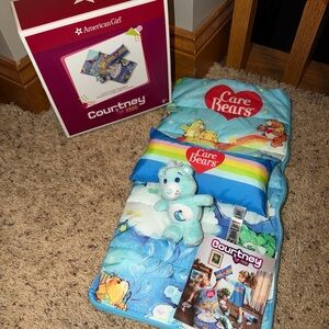 American Girl Courtney Care Bears Sleeping Bag Set. With Box. Never Played With.